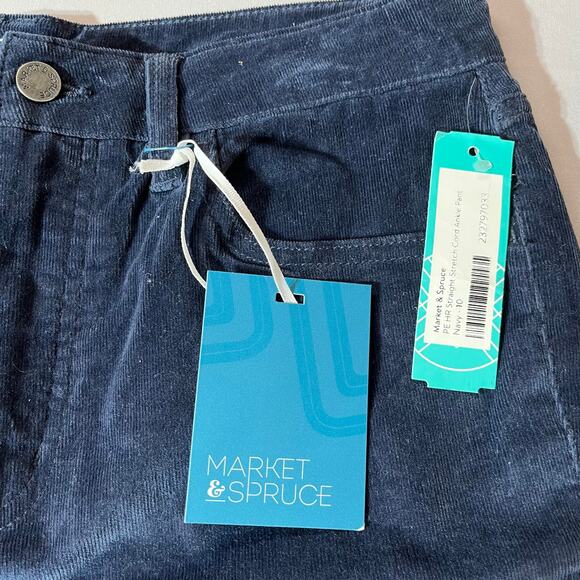 Market & Spruce Corduroy Pant High Rise Straight Women’s Size 10 Navy NWT - Picture 2 of 9